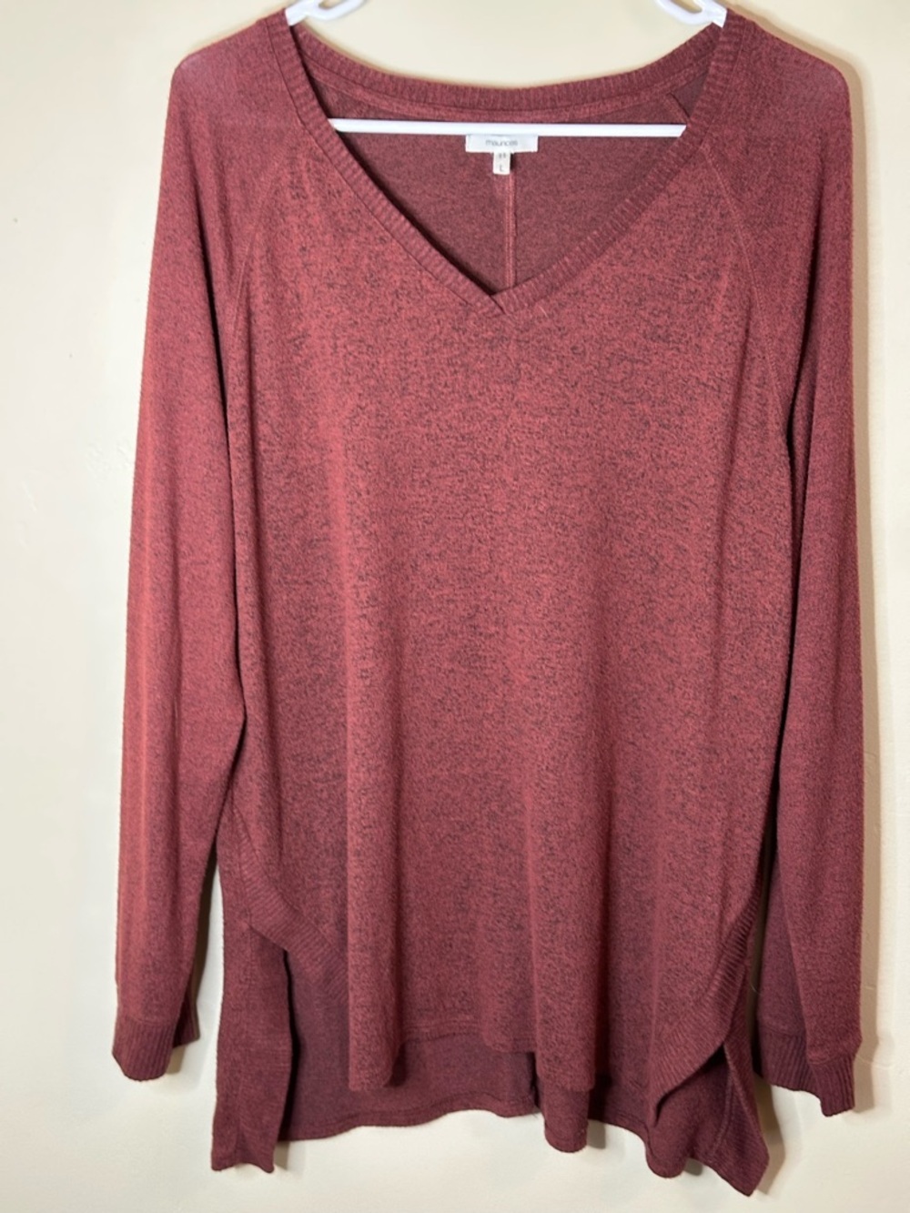 Maurices Large Soft Lightweight Pullover Rust Red V-Neck Sweater